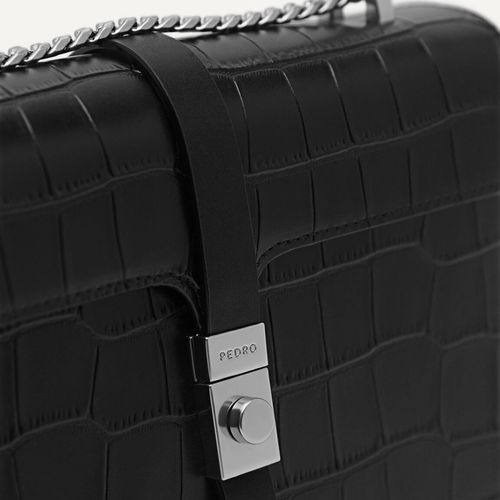Túi Đeo Chéo Pedro Studio Farida Leather Croc-Effect Shoulder Bag Black 76610052 Màu Đen-5