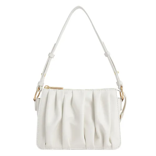 Túi Đeo Vai Nữ Charles & Keith CNK Beaded Strap Ruched Shoulder Bag - White CK2-20270749 Màu Trắng