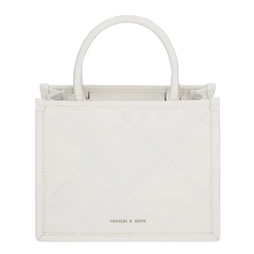 Túi Xách Nữ Charles & Keith CNK Celia Quilted Double Handle Tote Bag CK2-30781842-1 Màu Trắng
