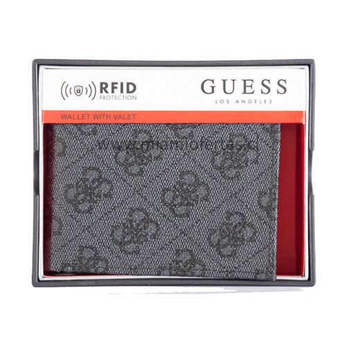 Ví Guess Men's Black Rfid Protection Credit Card Photo Id Bifold Passcase Wallet Màu Ghi