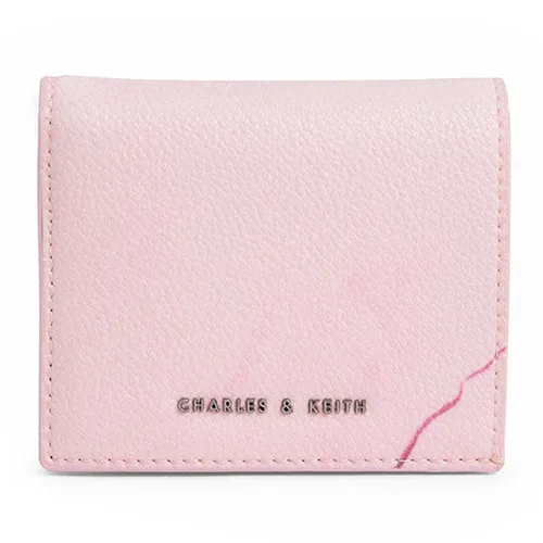 Ví Nữ Charles & Keith CNK Front Flap Watercolour-Print Small Wallet Light Pink CK6-10701210-2 Màu Hồng