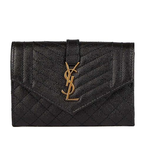 Ví Nữ Yves Saint Laurent YSL Monogrammed Quilted Leather Wallet Màu Đen