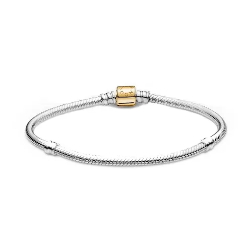 Vòng Đeo Tay Pandora Moments Two-Tone Barrel Clasp Snake Chain Bracelet Màu Bạc Size 17 - Trang sức - Vua Hàng Hiệu