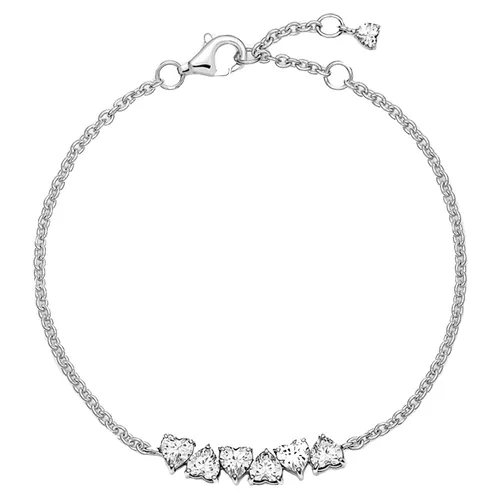 Vòng Đeo Tay Pandora Sparkling Endless Hearts Chain Bracelet 591162C01 Màu Bạc Size 18
