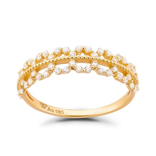 Nhẫn Huy Thanh Jewelry NLF 417 - 14K - Đá Cubic Zirconia Màu Vàng Gold