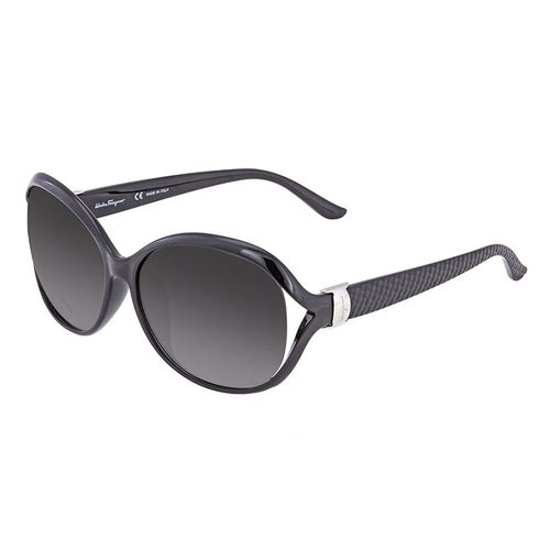 Kính Mát Salvatore Ferragamo Grey Oval Ladies Sunglasses SF770SA 001 61 Màu Xám