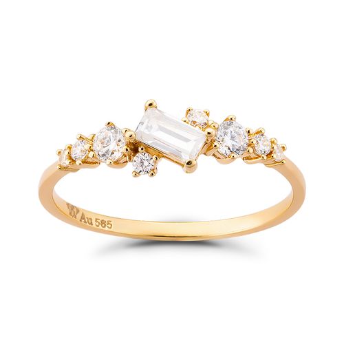 Nhẫn Huy Thanh Jewelry NLF 411 - 14K - Đá Cubic Zirconia Màu Vàng Gold