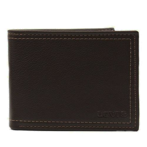 Ví Nam Levi's Men's Premium Leather Wallet Màu Nâu Đậm