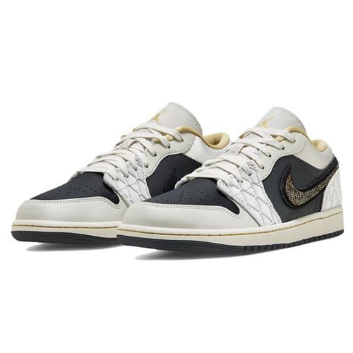 Giày Thể Thao Nike Jordan 1 Low 'Beaded Swoosh' DV1762-001 Màu Xám Đen Size 40.5