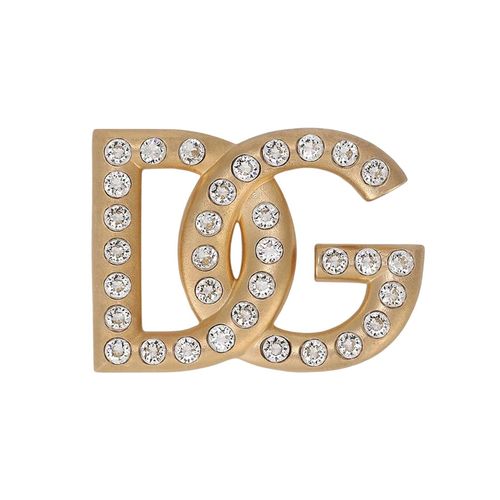 Cài Áo Dolce & Gabbana D&G Rhinestone-Detailed Dg Logo Brooch Màu Vàng Bản 4cm-3
