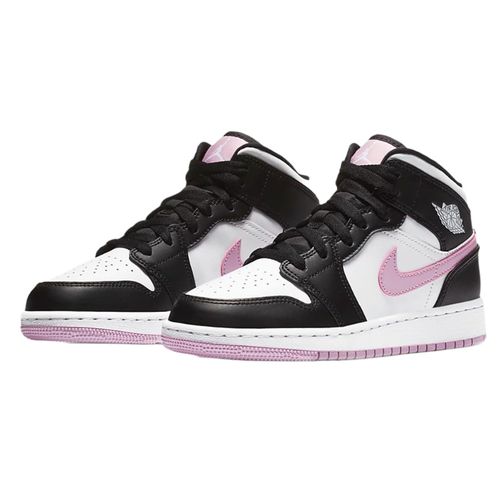 Giày Thể Thao Nike Air Jordan 1 Mid White Black Light Arctic Pink (GS) 555112-103 Màu Đen Trắng Size 38-1