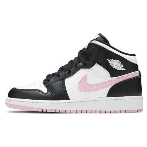 Giày Thể Thao Nike Air Jordan 1 Mid White Black Light Arctic Pink (GS) 555112-103 Màu Đen Trắng Size 38-3