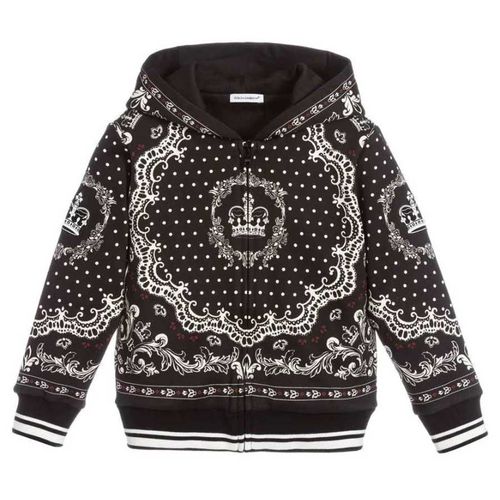 Áo Khoác Dolce & Gabbana Black Geo Hooded Cardigan L4JW3E G7VEU HN63C Màu Đen