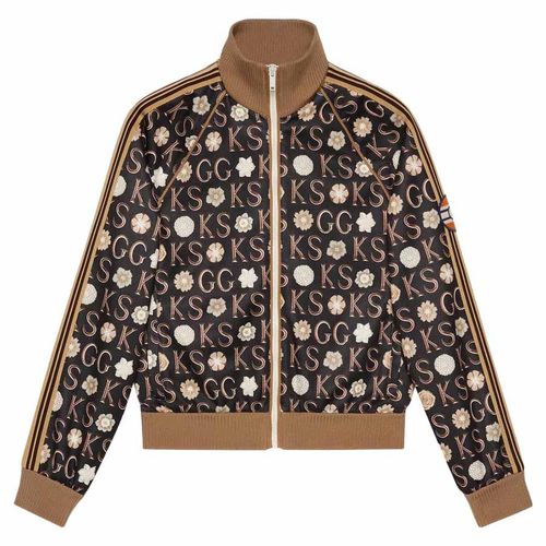 Áo Khoác Gucci x Ken Scott Print Zip-Up Jacket Black/Ivory Màu Nâu Size 46