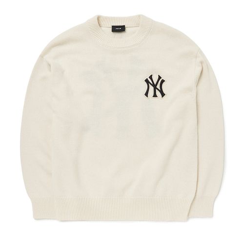 Áo Len Sweater MLB Overfit Logo New York Yankees 3AKPB0126-50CRS Màu Trắng
