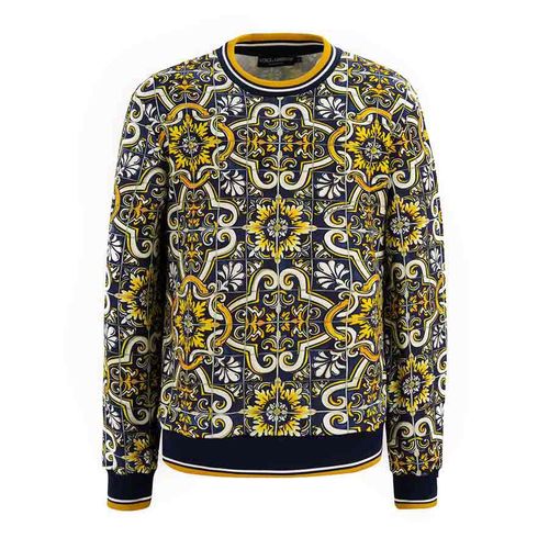 Áo Nỉ Dolce & Gabbana D&G Moletom Com Estamoa Maiolica - G9OW6T G7C5P Vàng Họa Tiết