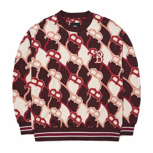 Áo Nỉ Sweater MLB Argyle Front Pattern Overfit Sweatshirt Boston Red Sox 3AMTY0124-43WIS Màu Nâu Đỏ Size S
