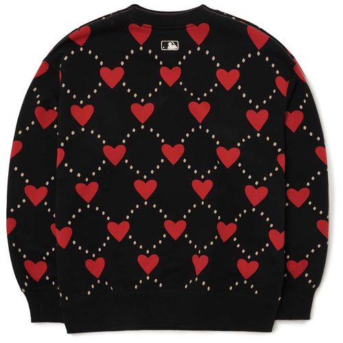 Áo Nỉ Sweater MLB Heart Pattern Over-Fit Sweatshirt Boston Red Sox 3AMTH0124-50BKS Màu Đen Size S-4