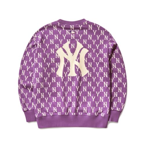 Áo Nỉ Sweater MLB Monogram Overfit Sweatshirt New York Yankees 3AMTM0614-50LDD Màu Tím Size S-2