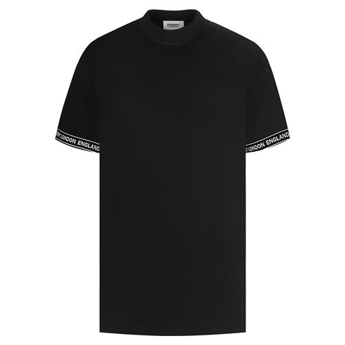 Áo Phông Burberry Teslow Stretch Cotton T-Shirt With Logoed Bands 8026224 Màu Đen