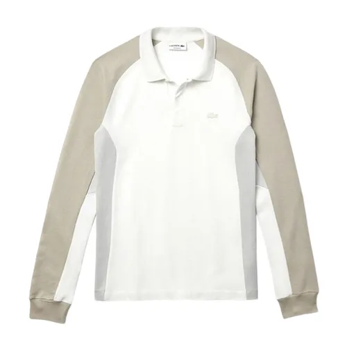Áo Polo Dài Tay Lacoste Men's Long-Sleeved Colorblock Pique Polo Shirt PH5050 20B TRY Màu Sữa Size M