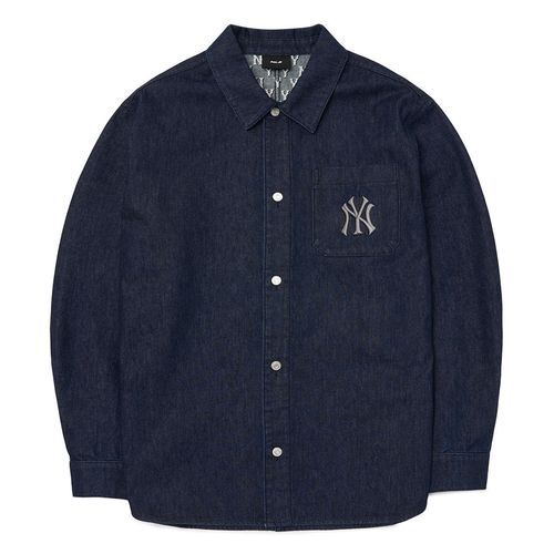 Áo Sơ Mi MLB Classic Monogram Lined Color Print Denim Shirt New York Yankees  3ADRM0524-50NYD Màu Xanh Denim