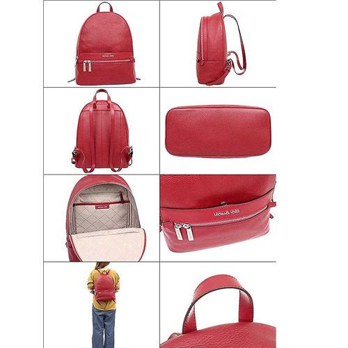 Balo Michael Kors MK Kenly Scarlet Leather Large Backpack Red 35S0SY9B7L Màu Đỏ-1