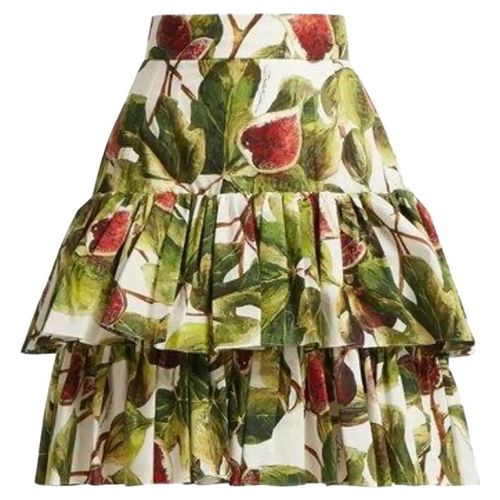Chân Váy Dolce & Gabbana D&G Cotton Multicolour Fig Printed Sicilian Skirt F4BCRT HA718 Phối Màu