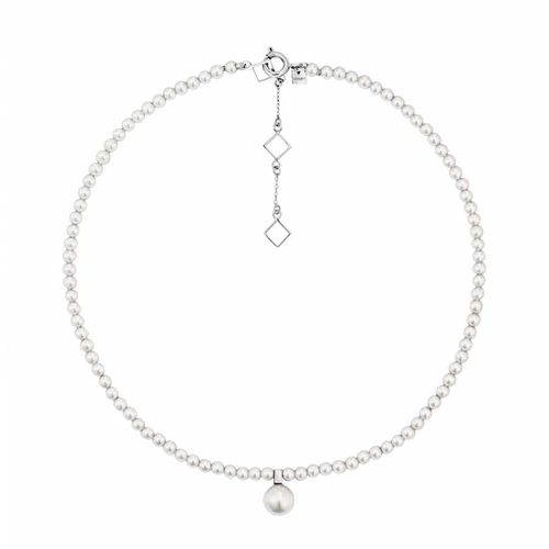 Dây Chuyền Dạng Chuỗi Hạt Misaki Monaco Necklacesilver With White Artisanal Pearls Màu Bạc