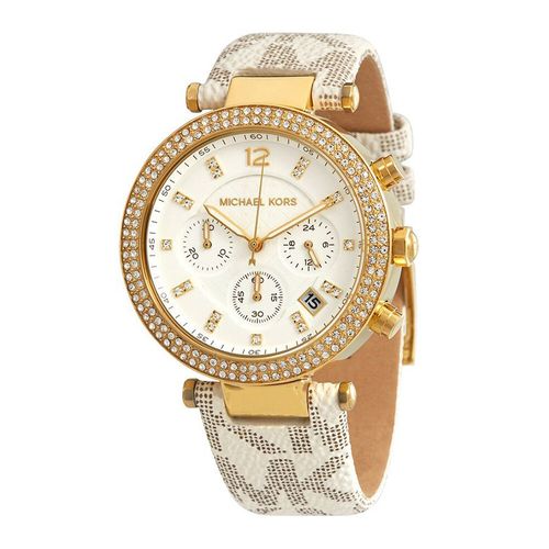 Đồng Hồ Nữ Michael Kors Parker Chronograph Quartz Crystal White Dial Ladies Watch MK6916 Màu Trắng