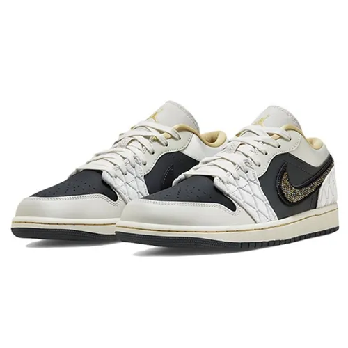 Giày Thể Thao Nike Jordan 1 Low 'Beaded Swoosh' DV1762-001 Màu Xám Đen Size 44