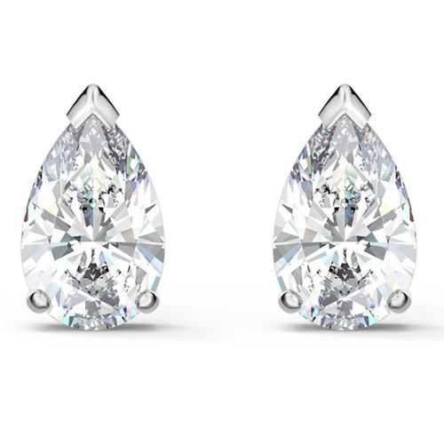 Khuyên Tai Swarovski Attract Pear Stud Earrings 5563121 White Rhodium Plated Màu Bạc-2