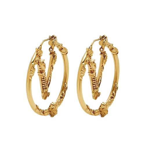 Khuyên Tai Versace Virtus Hoop Earrings Màu Vàng