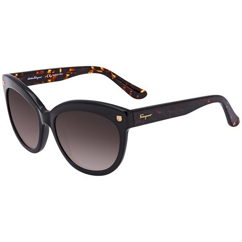 Kính Mát Salvatore Ferragamo Brown Gradient Cat Eye Sunglasses Black SF675S 001 55 Màu Nâu Đen