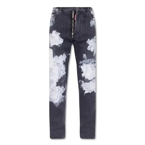 Thời trang Đen xám Quần jeans - Quần Jeans Dsquared2 Distressed Paint Splatter Skinny Jeans Màu Đen Xám - Vua Hàng Hiệu