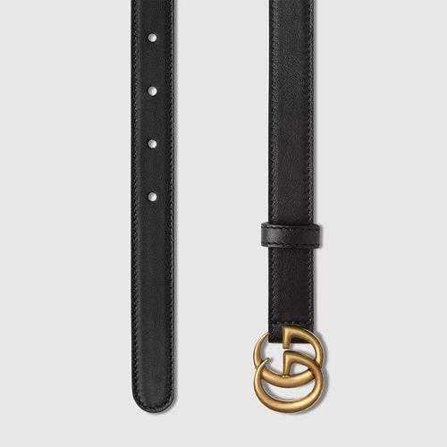 Thắt Lưng Gucci Leather Belt With Double G Buckle Màu Đen Size 75-2