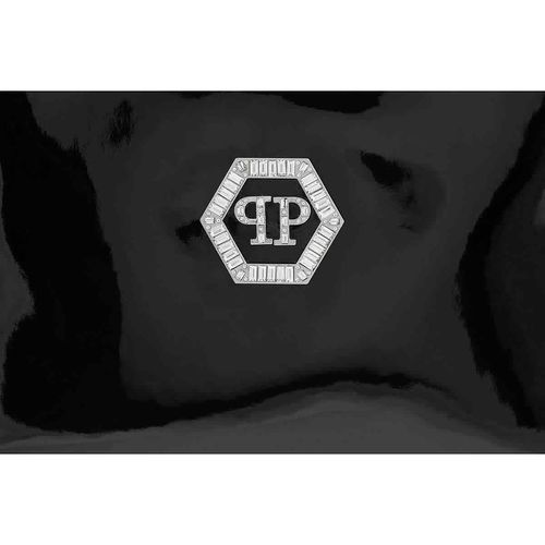 Túi Cầm Tay Philipp Plein Ladies Black Leather PP Logo Clutch Màu Đen-3