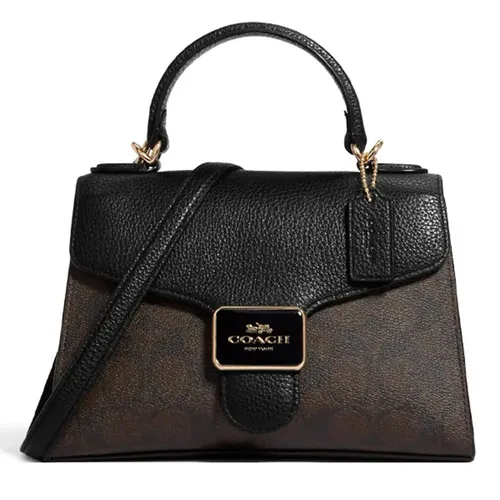 Túi Đeo Chéo Coach C7226 Pepper Satchel In Signature Canvas Brown Black Màu Nâu Đen