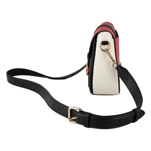 Túi Đeo Chéo Coach Colorblock Bright Poppy Pebble Leather Georgie Saddle Bag Handbag C3596 Màu Đỏ Đen-5