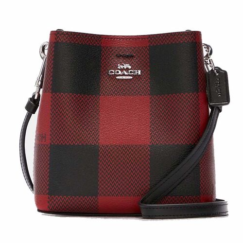 Túi Đeo Chéo Coach Mini Town Bucket Bag With Buffalo Plaid Print C7267 Màu Đỏ Đen