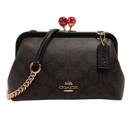 Túi Đeo Chéo Coach Nora Kisslock Crossbody Bag In Signature Canvas C1452 Màu Nâu Đen