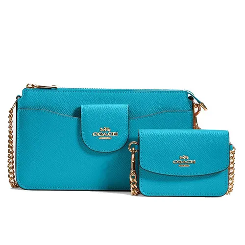 Túi Đeo Chéo Coach Poppy Crossbody With Card Case C0737 Màu Xanh - Túi xách - Vua Hàng Hiệu