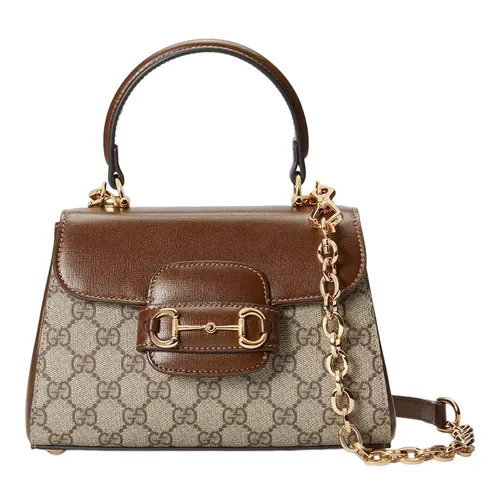 Túi Đeo Chéo Gucci Horsebit 1955 Top Handle Bag Màu Nâu