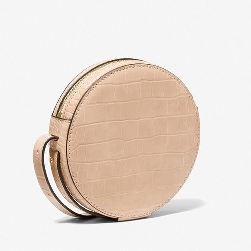 Túi Đeo Chéo Michael Kors MK Aidy Small Canvas And Crocodile Embossed Canteen Crossbody Bag 35T1GUWCOC Màu Nude-3