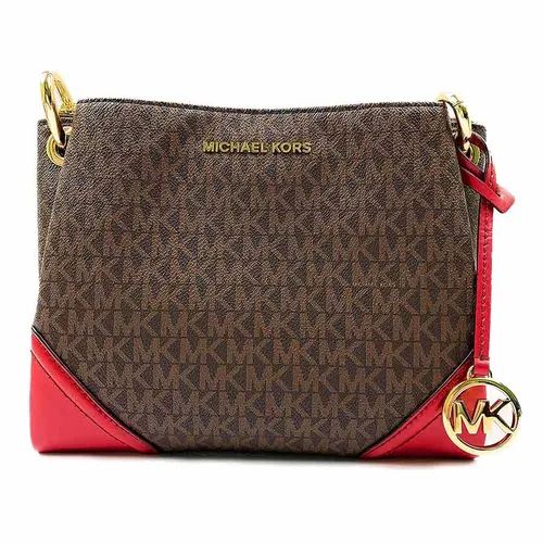 Túi Đeo Chéo Michael Kors MK Nicole Logo Crossbody Màu Nâu Đỏ - Túi xách - Vua Hàng Hiệu