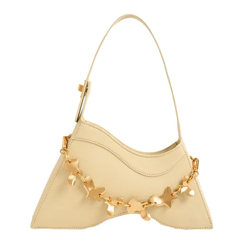 Túi Đeo Vai Nữ Charles & Keith CNK Verity Chain-Link Sculptural Bag Beige 20671428 Màu Be