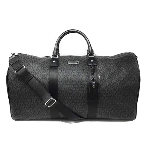 Túi Du Lịch Michael Kors Leather PVC Travel Logo Duffle Large Bag Printed Duffel Luggage Black Màu Đen