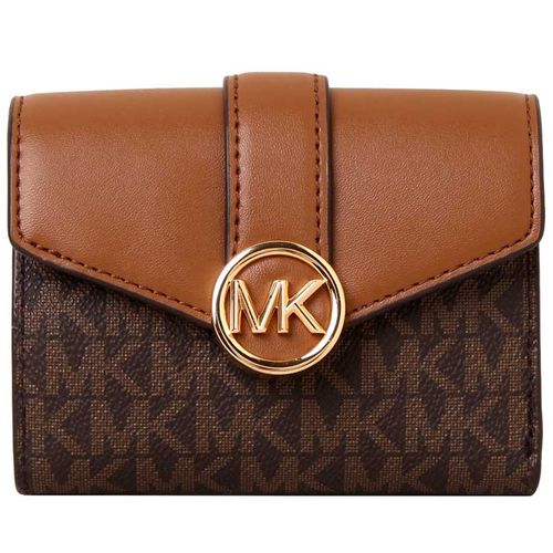 Ví Michael Kors MK Carmen Three-Dimensional Logo Full Version Leather Stitching Màu Nâu