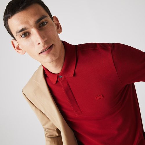 Áo Polo Nam Lacoste Paris Shirt Regular Fit Stretch Cotton Piqué PH5522-Z1Q Màu Đỏ Size L-5