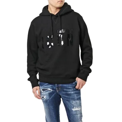 Áo Hoodie Dsquared2 Black Logo ICON Printed S79GU0051 S25516 967 Màu Đen Size M
